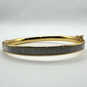 JCM 925 Sterling Silver Double Sapphire Hinged Cuff Bracelet 8" 8.6g